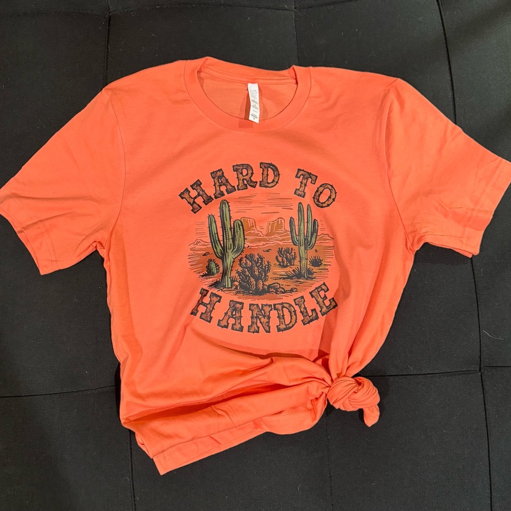 Orange Graphic Tee with Cactus Design